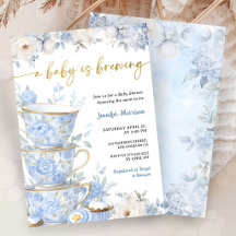 Ein Baby Braut Tee Baby Shower Junge Blau Gold