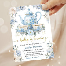 Ein Baby braut Tee - Baby Shower Junge Blaue Blume