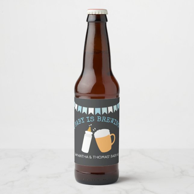 Ein Baby brütet Baby-Q Beer Flasche Etikett Boy (Vorderseite)