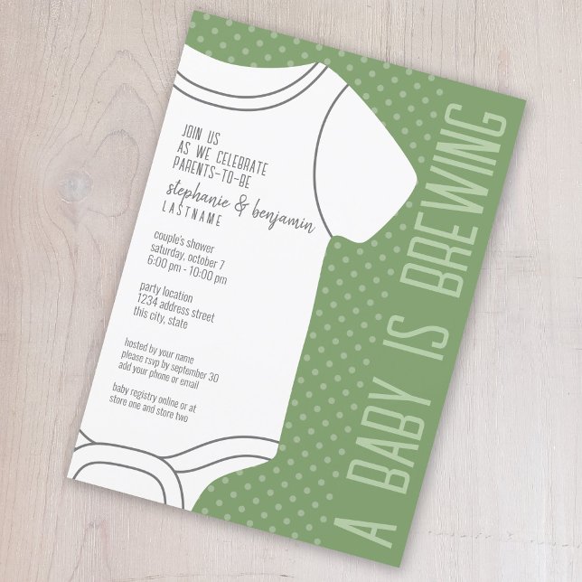 Ein Baby brütet - Babydusche eines neutralen Paare Einladung (A baby is brewing - fun couple's shower theme invitation)
