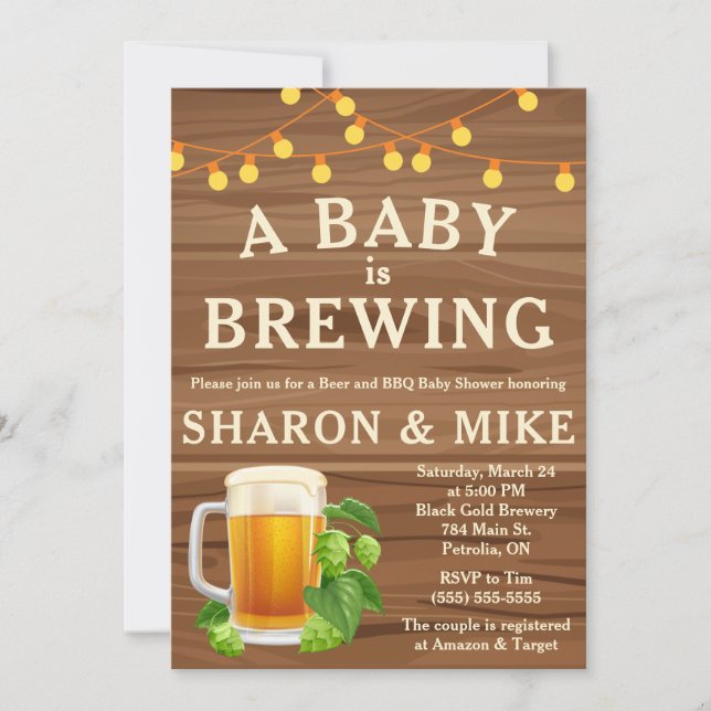 Ein Baby brütet! Babydusche zum Thema Bier Einladung (Vorderseite)