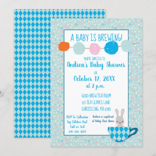 Ein Baby brütet Blue Teacup Baby Boy Dusche Einladung