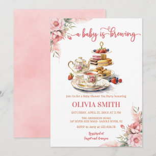 Ein Baby brütet Blumentee Party Babydusche Einladung