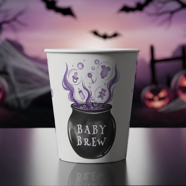 Ein Baby brütet Cauldron Halloween Baby Dusche Pappbecher (A Baby is Brewing Witch Cauldron Gothic Halloween Baby Shower Paper Cups
)