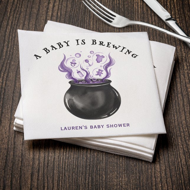 Ein Baby brütet Cauldron Halloween Baby Dusche Serviette (A Baby is Brewing Cauldron Halloween Baby Shower Napkins
)