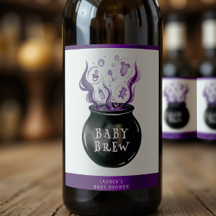 Ein Baby brütet Cauldron Halloween Baby Dusche Weinetikett