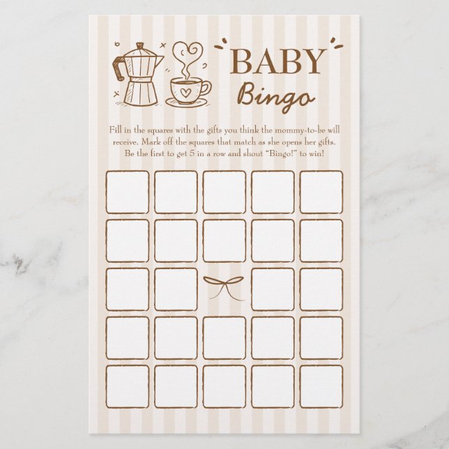 Ein Baby brütet Coffee Baby Bingo Game (Vorderseite)