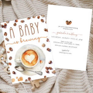 Ein Baby brütet eine Aquarellkaffee-Babydusche Einladung