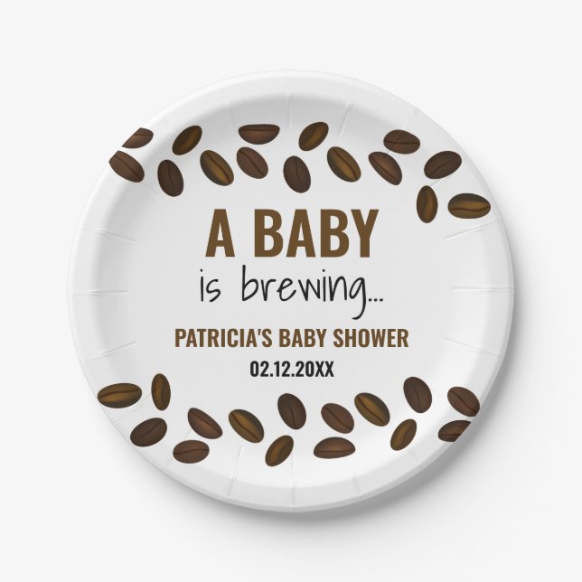 Ein Baby brütet eine Babydusche mit Kaffee Pappteller (Vorderseite)