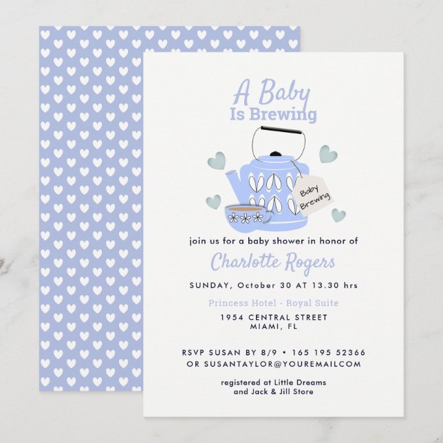 Ein Baby brütet eine blaue Babydusche Einladung (Vorne/Hinten)