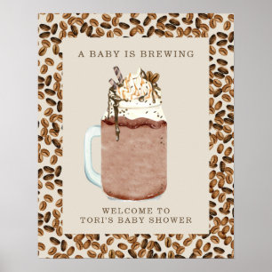 Ein Baby brütet eine Eiskaffee Babydusche. Empfang Poster