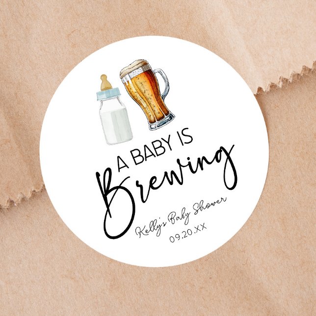 Ein Baby brütet eine Flaschengrübe-Glass-Babydusch Runder Aufkleber (Von Creator hochgeladen)