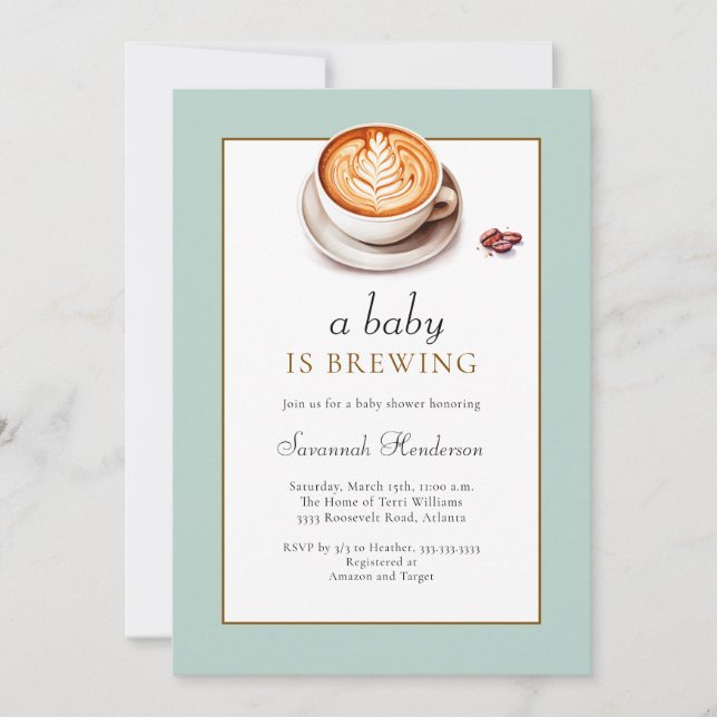 Ein Baby brütet eine Kaffee-Cup-Babydusche Einladung (Vorderseite)