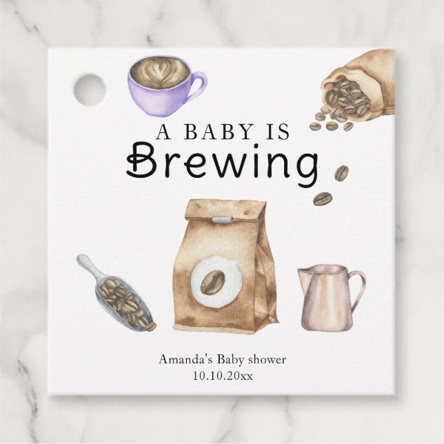 Ein Baby brütet eine Kaffee-Cup-Babydusche Geschenkanhänger (Vorderseite)
