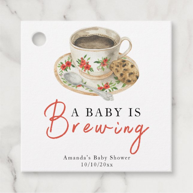 Ein Baby brütet eine Kaffee-Cup-Babydusche Geschenkanhänger (Vorderseite)