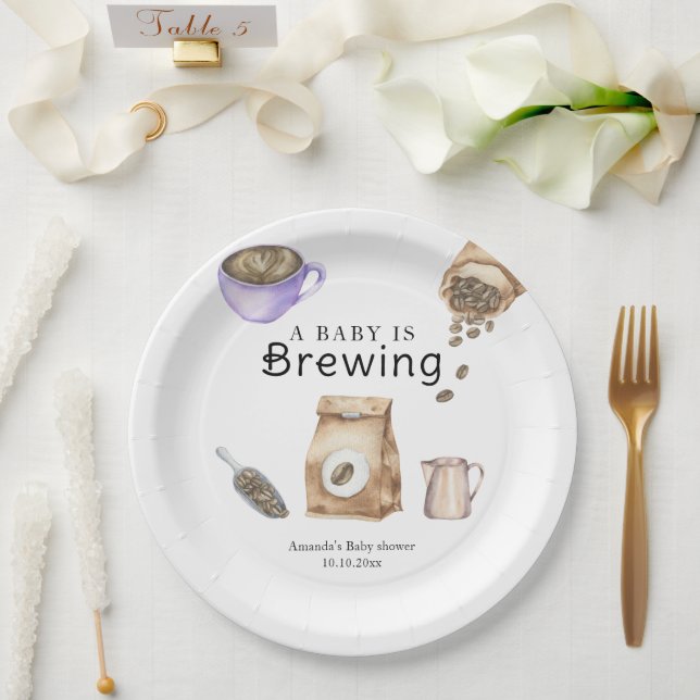 Ein Baby brütet eine Kaffee-Cup-Babydusche Pappteller (Hochzeit)