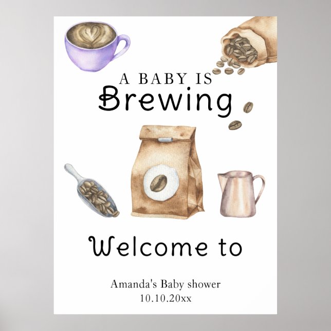 Ein Baby brütet eine Kaffee-Cup-Babydusche Poster (Vorne)