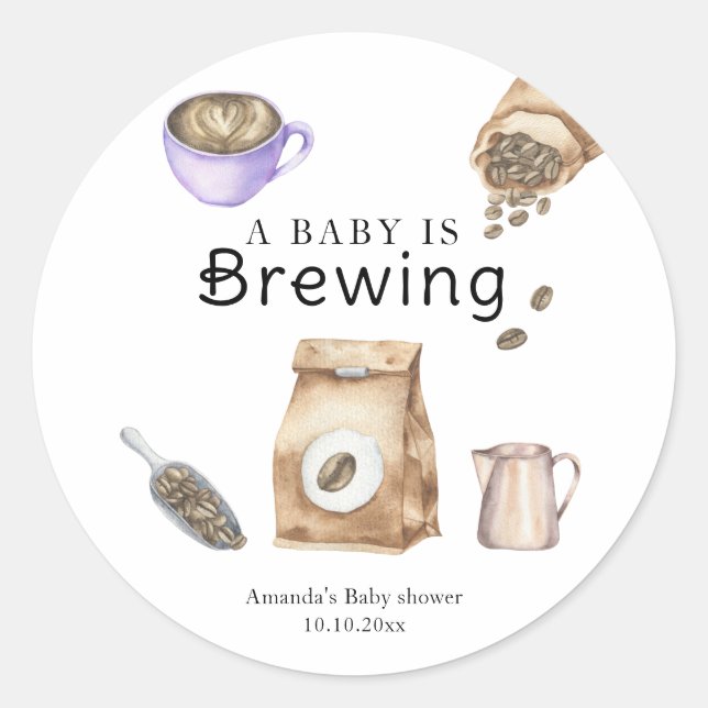 Ein Baby brütet eine Kaffee-Cup-Babydusche Runder Aufkleber (Vorderseite)