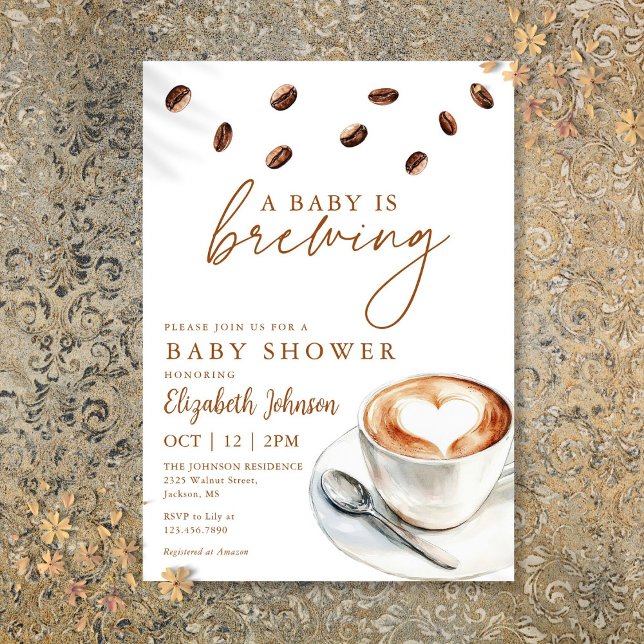 Ein Baby brütet eine Kaffeemaschine. Einladung (A Baby Is Brewing Coffee Baby Shower Invitation)