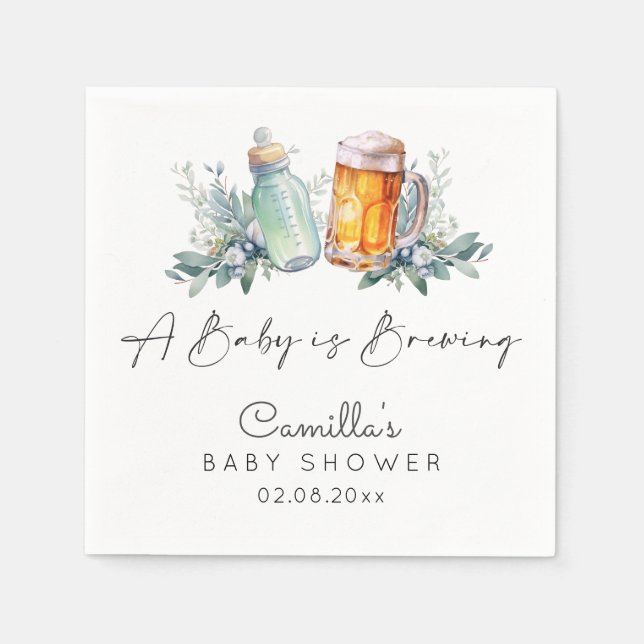 Ein Baby brütet eine Minimalistische Babydusche Serviette (Vorderseite)