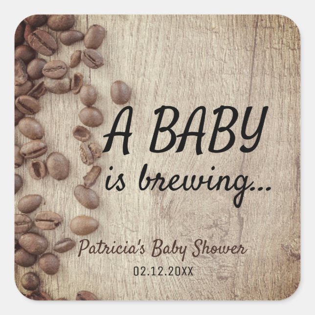 Ein Baby brütet eine rustikale Kaffee-Babydusche Quadratischer Aufkleber (Vorderseite)