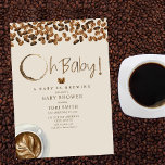 Ein Baby brütet gerade die Babybohnen Babydusche Einladung<br><div class="desc">Kaffee-bezogene Babydusche mit "Oh Baby!" Text mit Kaffeering in Design mit Kaffeebohnen und Kaffeetasse an den Ecken.</div>