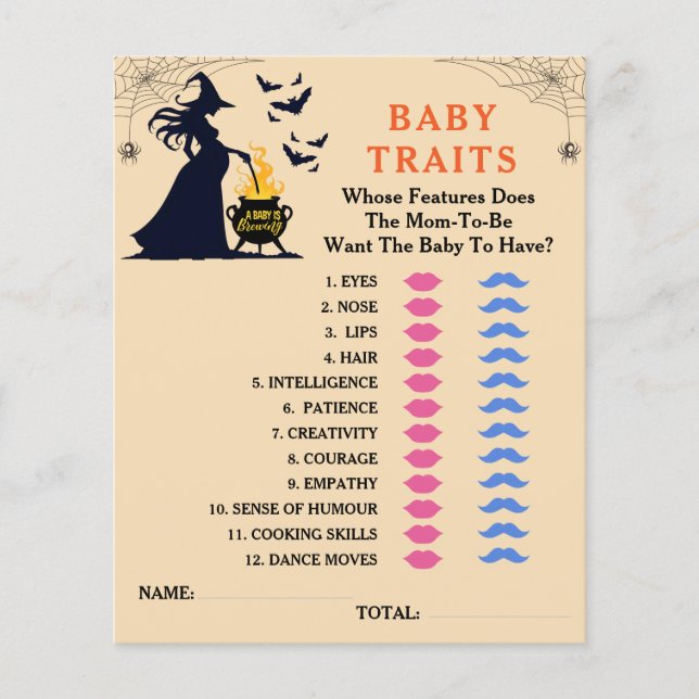 Ein Baby brütet Halloween Baby Shower Games (Vorderseite)