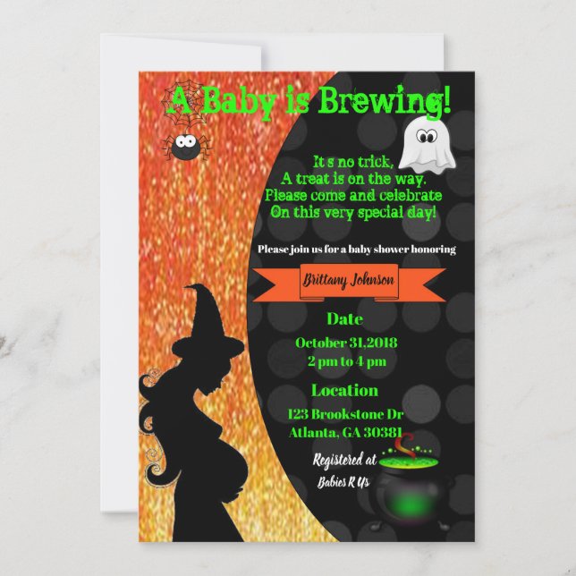 Ein Baby brütet! Halloween Baby Shower Invite Einladung (Vorderseite)
