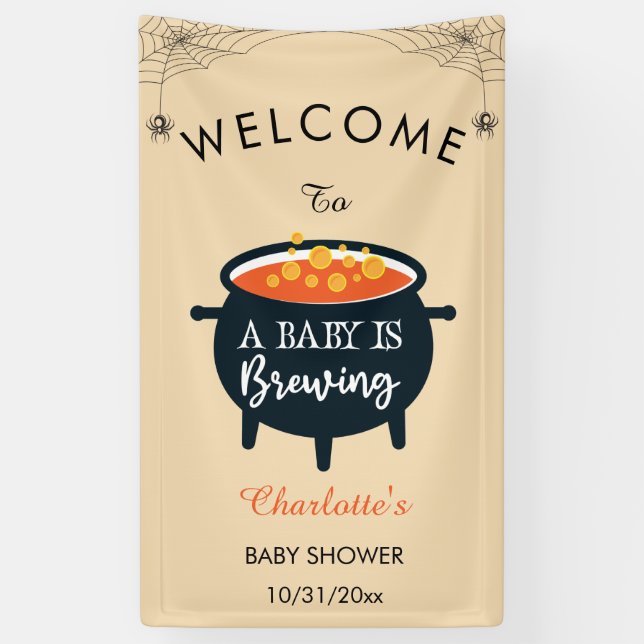 Ein Baby brütet Halloween-Babydusche. Empfang Banner (Vertikal)