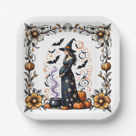 Ein Baby brütet Halloween-Kinderdusche Pappteller