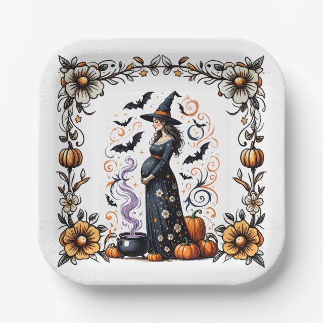 Ein Baby brütet Halloween-Kinderdusche Pappteller (Vorderseite)