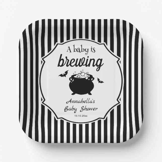 Ein Baby brütet Halloween-Kinderdusche Pappteller (Vorderseite)