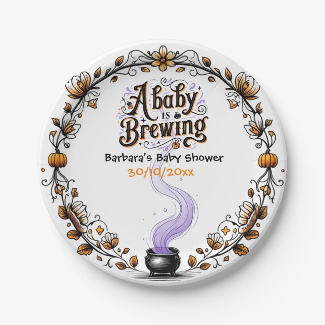 Ein Baby brütet Halloween-Kinderdusche Pappteller (Vorderseite)