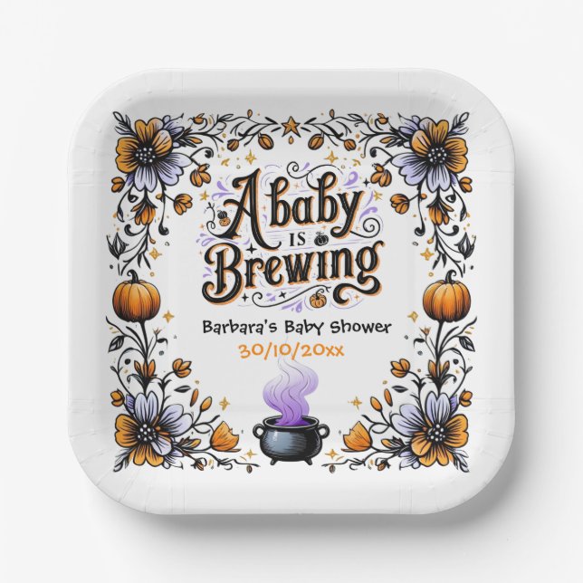 Ein Baby brütet Halloween-Kinderdusche Pappteller (Vorderseite)