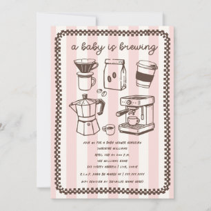 Ein Baby brütet Kaffee Pink Girl Babydusche Einladung
