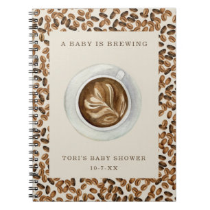 Ein Baby brütet Kaffeebohnen Babydusche Notizblock