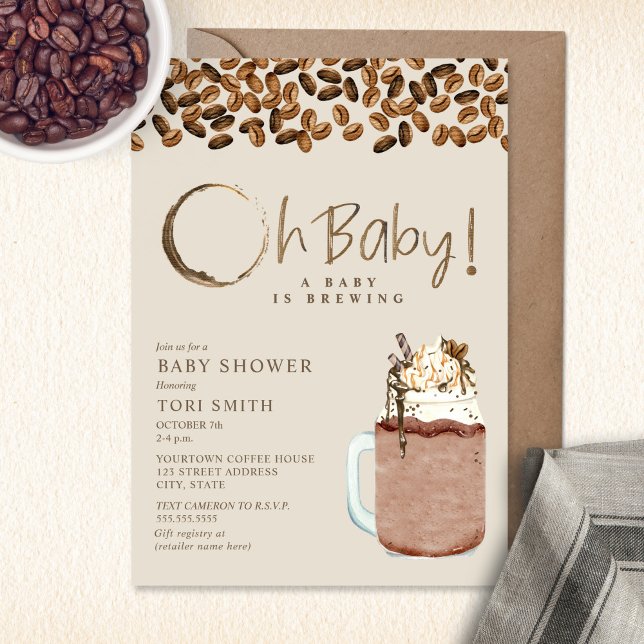 Ein Baby brütet kalten Kaffee Oh Babydusche Einladung (Von Creator hochgeladen)