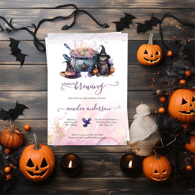 Ein Baby brütet. | Niedliche Halloween-Kinderdusch Einladung (Von Creator hochgeladen)
