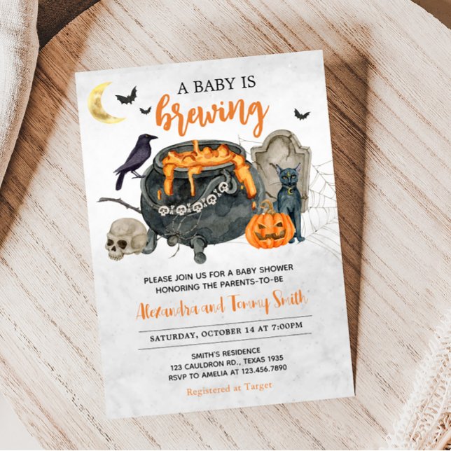 Ein Baby brütet Orange Halloween Baby Dusche Einladung (Orange Halloween Baby Shower Invitation)