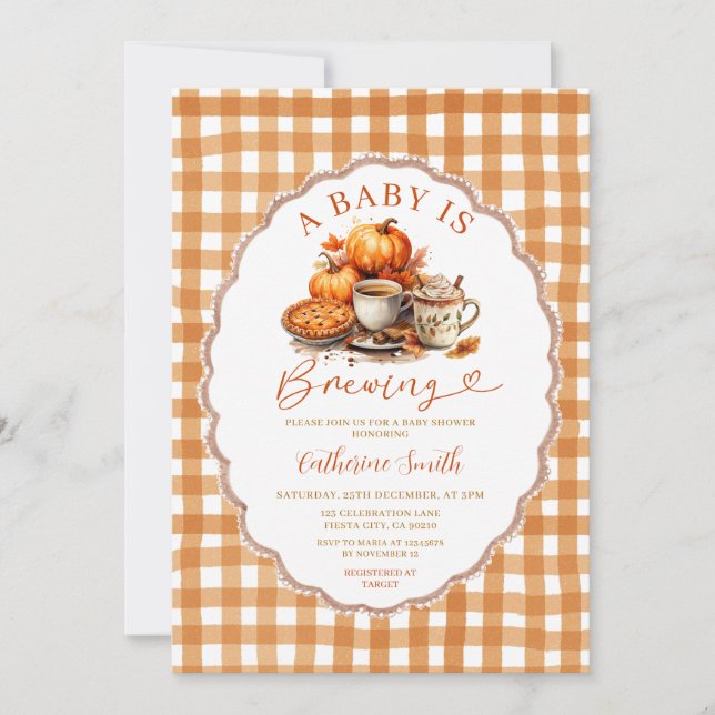 Ein Baby brütet Pumpkin Baby Dusche Herbst Einladung (Vorderseite)