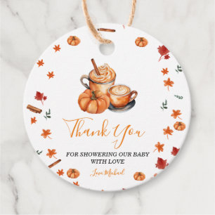 Ein Baby brütet Pumpkin Gewürz-Kaffee-Babydusche Geschenkanhänger