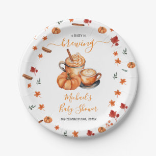 Ein Baby brütet Pumpkin Gewürz-Kaffee-Babydusche Pappteller