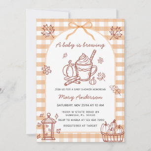 Ein Baby brütet Pumpkin Spice Bow Baby Dusche Einladung