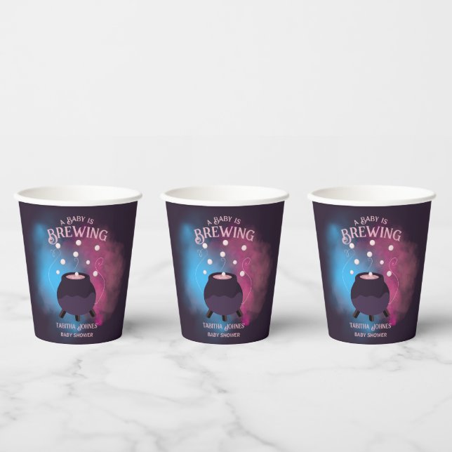 Ein Baby brütet Spooky Gender Reveal Cauldron Pappbecher (Multi)