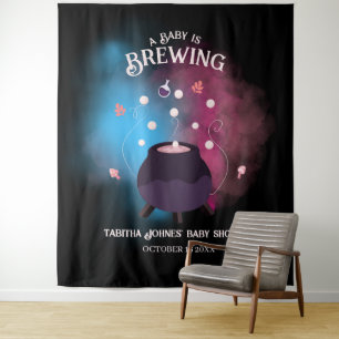 Ein Baby brütet Spooky Gender Reveal Cauldron Wandteppich