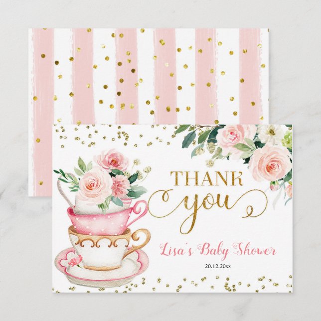Ein Baby brütet Tea Party Baby Dusche Dankeskarte (Vorne/Hinten)