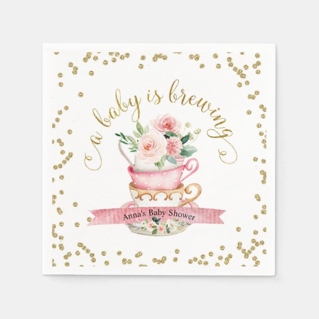 Ein Baby brütet Tee Party Babydusche Napkins Serviette (Vorderseite)