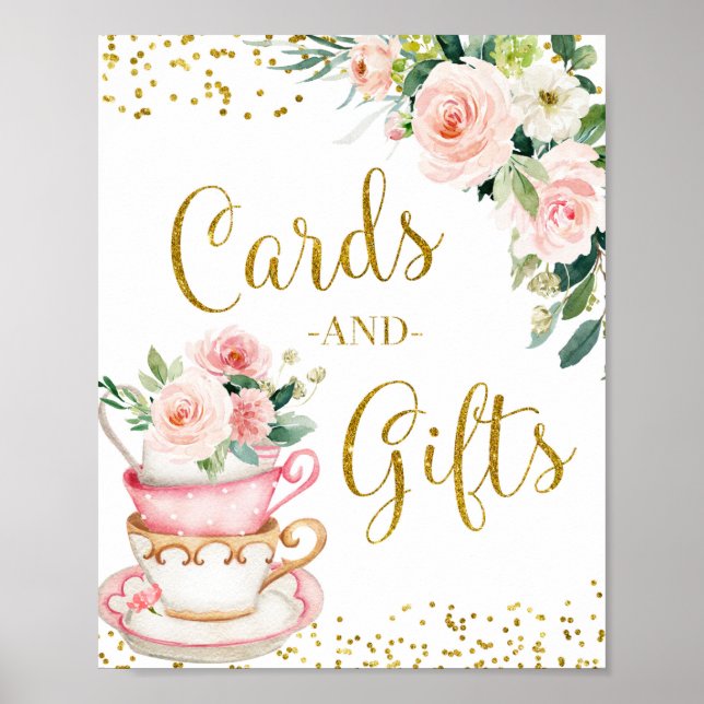 Ein Baby brütet Tee-Party-Karten und Geschenke-Zei Poster (Vorne)