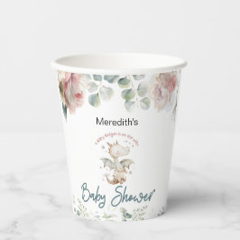 Ein Baby Dragon ist auf dem Weg Babydusche Papier Pappbecher