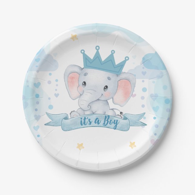 ein Baby Elefanten Baby Dusche Party Pappteller (Vorderseite)
